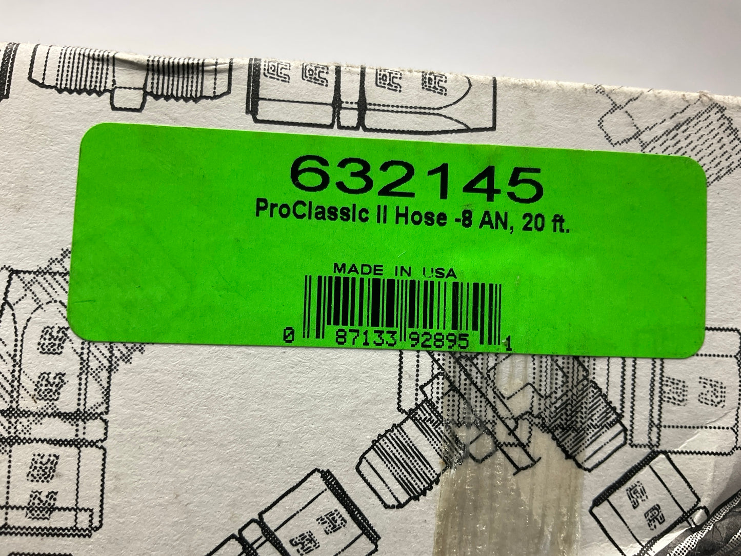 20 FEET Roll - Russell 632145 -8 AN ProClassic II Black Hose, 350 PSI