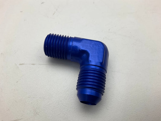 Russell 660820 Blue Anodized Aluminum -6AN 90-Degree Flare To 1/4'' Pipe Adapter