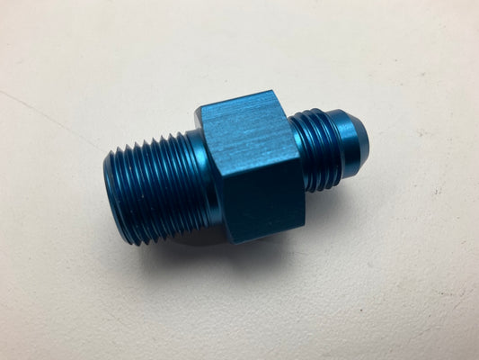 Russell 670060 Blue -6 AN Flare To 3/8'' Pipe Pressure Adapter 1/8'' NPT Side Port