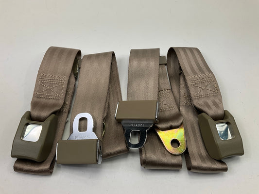 (2) SAFE-T-BOY STBSB2LSTN 2-Point Lap Seat Belts With Buckles, TAN, Rat Hot Rod