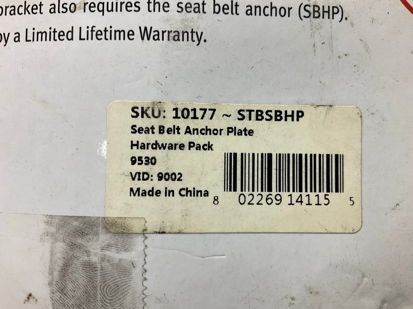 MISSING WASHERS - Safe-T-Boy STBSBHP Seat Belt Anchor Plates With Bolts