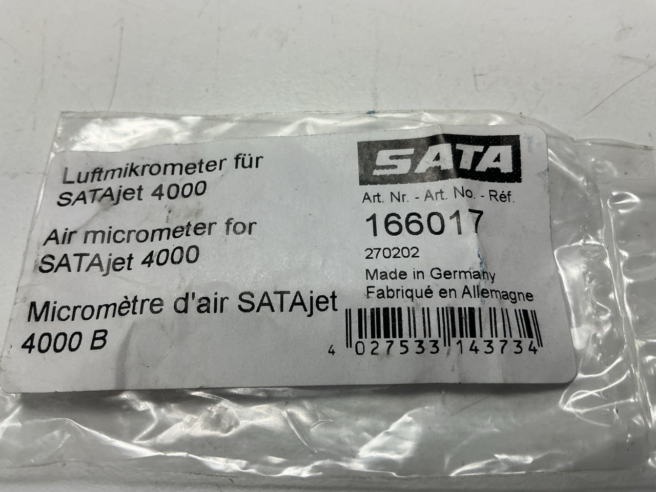 SATA 166017 Air Micrometer, Use With: SATA Jet 4000 B