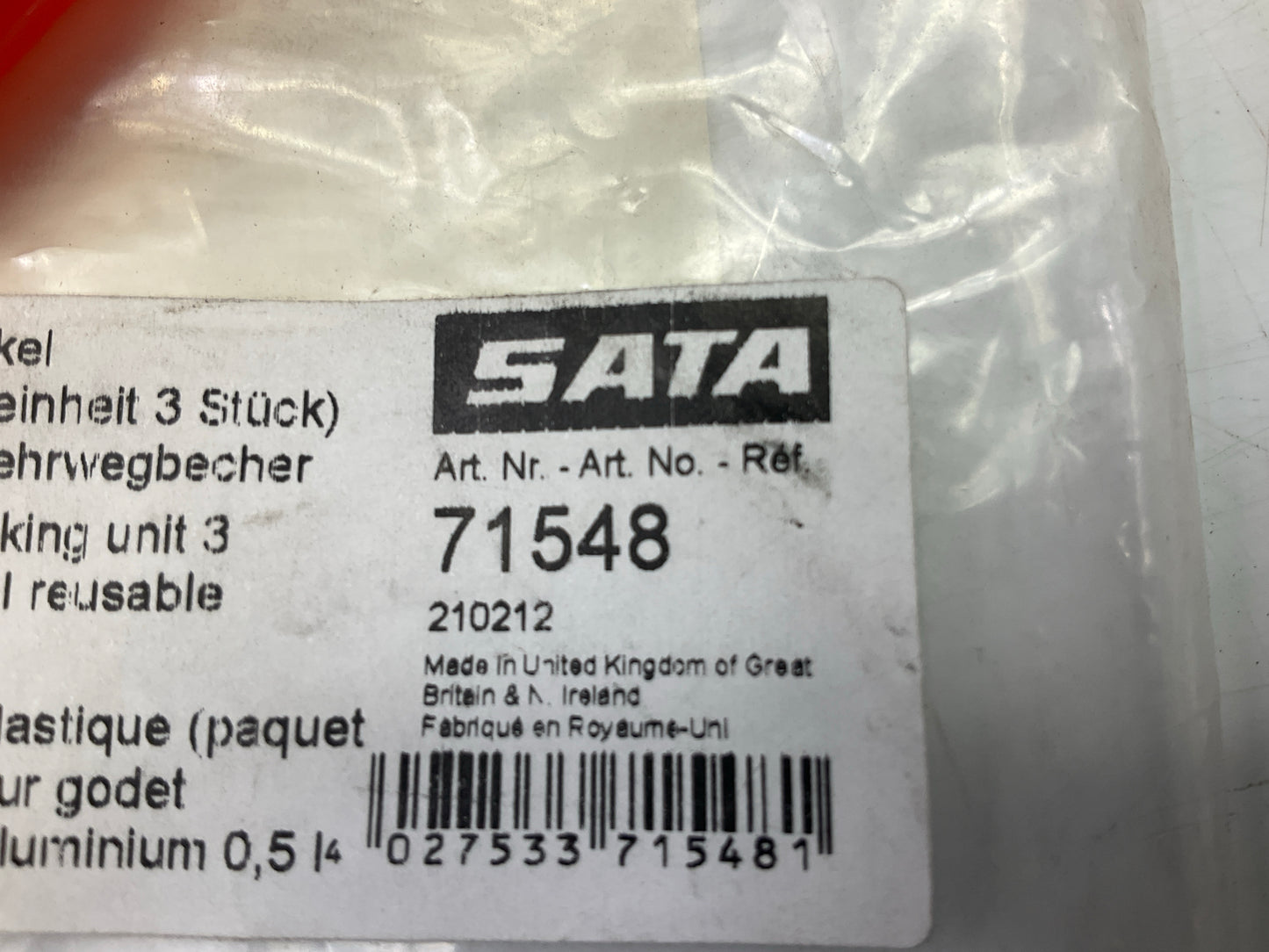 (3) SATA 71548 Cup Lids, Plastic, Use With 1/2 L Aluminum Cup