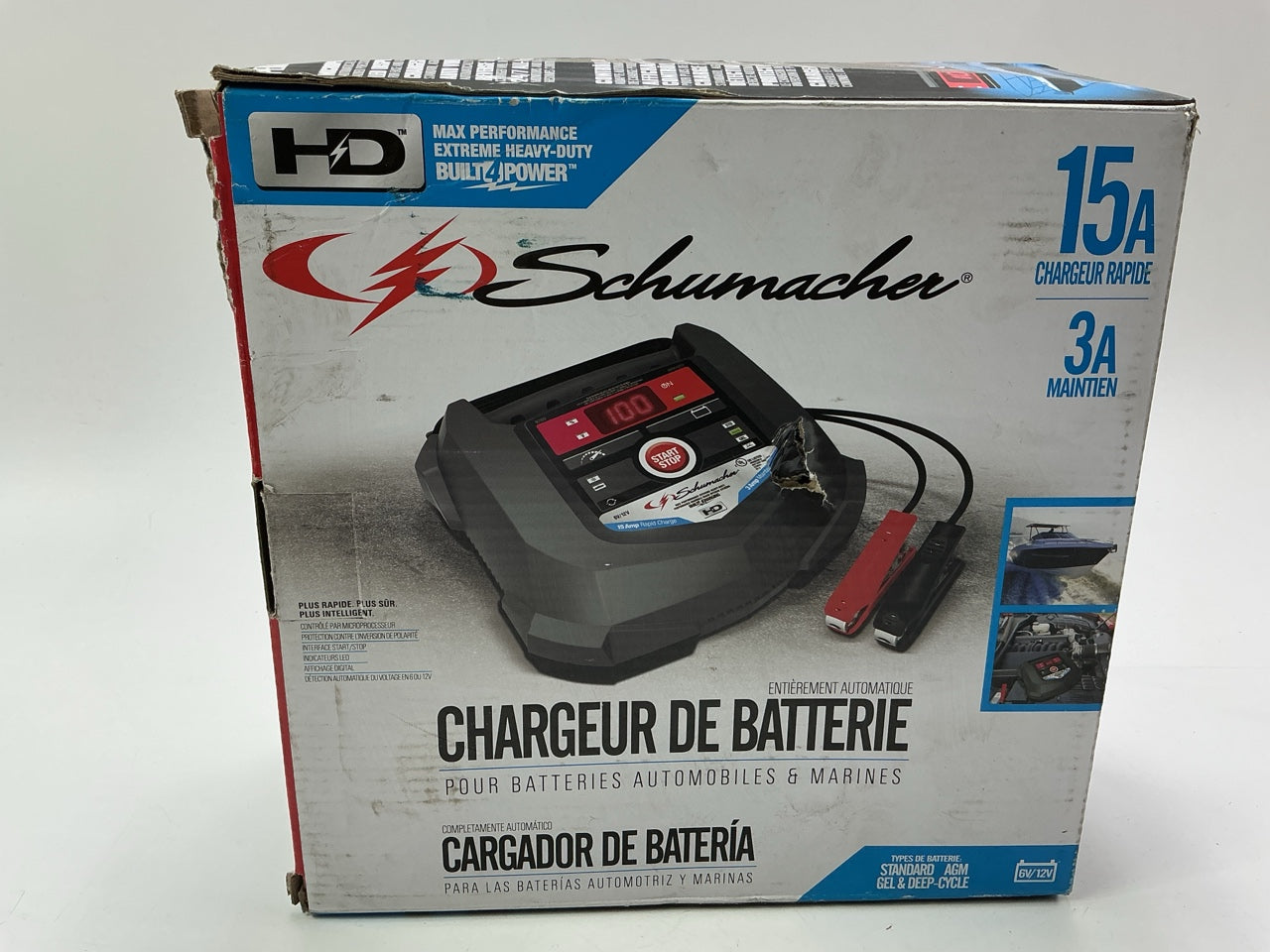 Schumacher SC1323 4-in-1 15-Amp 6-Volt/12-Volt Fully Automatic Battery Charger