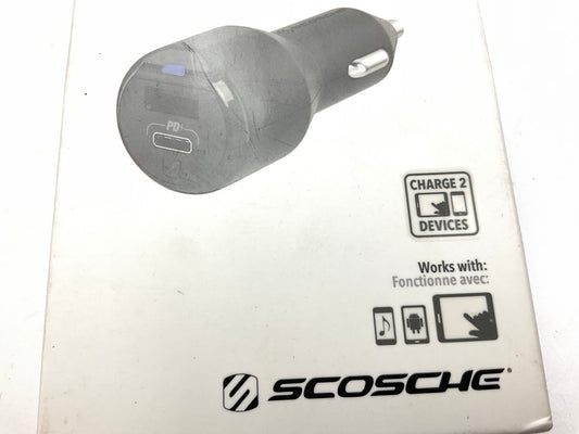 Scosche CPDA2C8-SP 12V Cigarette Lighter USB-C / USB-A Fast Charger For Cars 30W