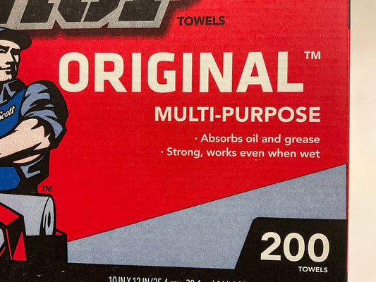 2 BOXES Scott 75190 Shop Towels Original, Pop-Up Dispenser Box (200 Sheets/Box)