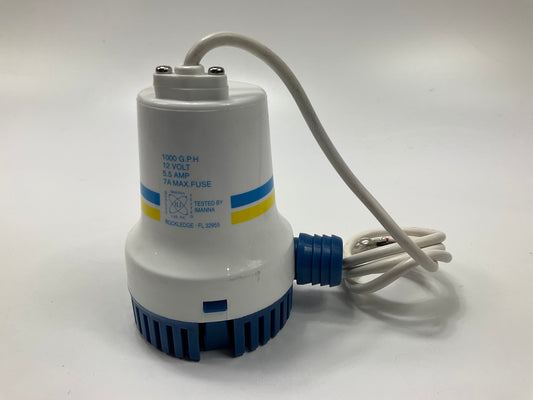Seachoice 19281 Durable Bilge Pump, 1,000 GPH, 12V, 5.5 Amps, 7A Fuse