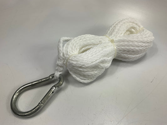 1/4 Inch X 50 Feet Hollow Braid Polypropylene Anchor Line With Hook For Boats