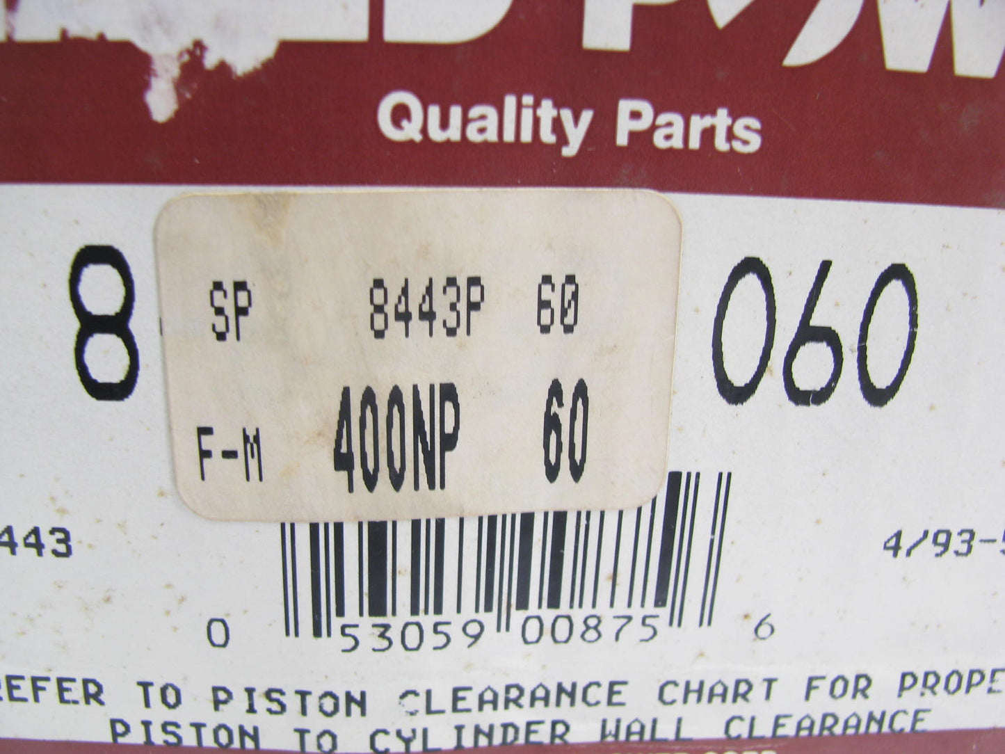 (8) Sealed Power 8443P-60 Engine Piston .060'' 1975-1980 Chevrolet 400