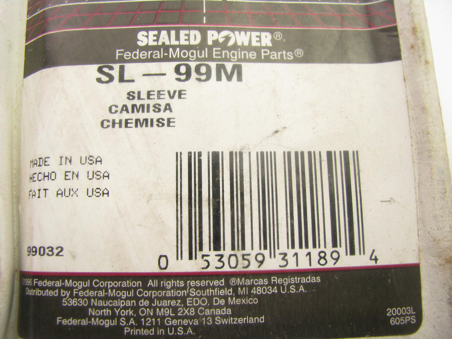 IHC Tractor C-152 Engine Dry Cylinder Sleeve - Sealed Power SL-99M
