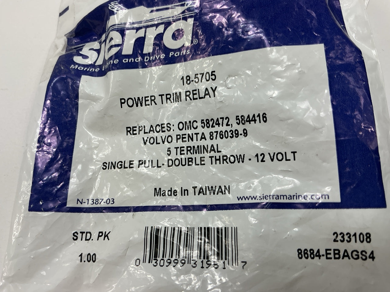 Sierra 18-5705 5-pin Power Trim Relay Volvo-OMC 582472, 584416, 876039-9
