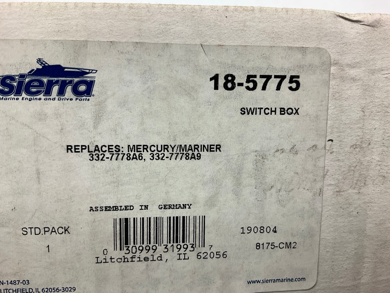 Sierra Marine 18-5775 Switch Box Replaces Mercury/Mariner 332-7778A6, 332-7778A9