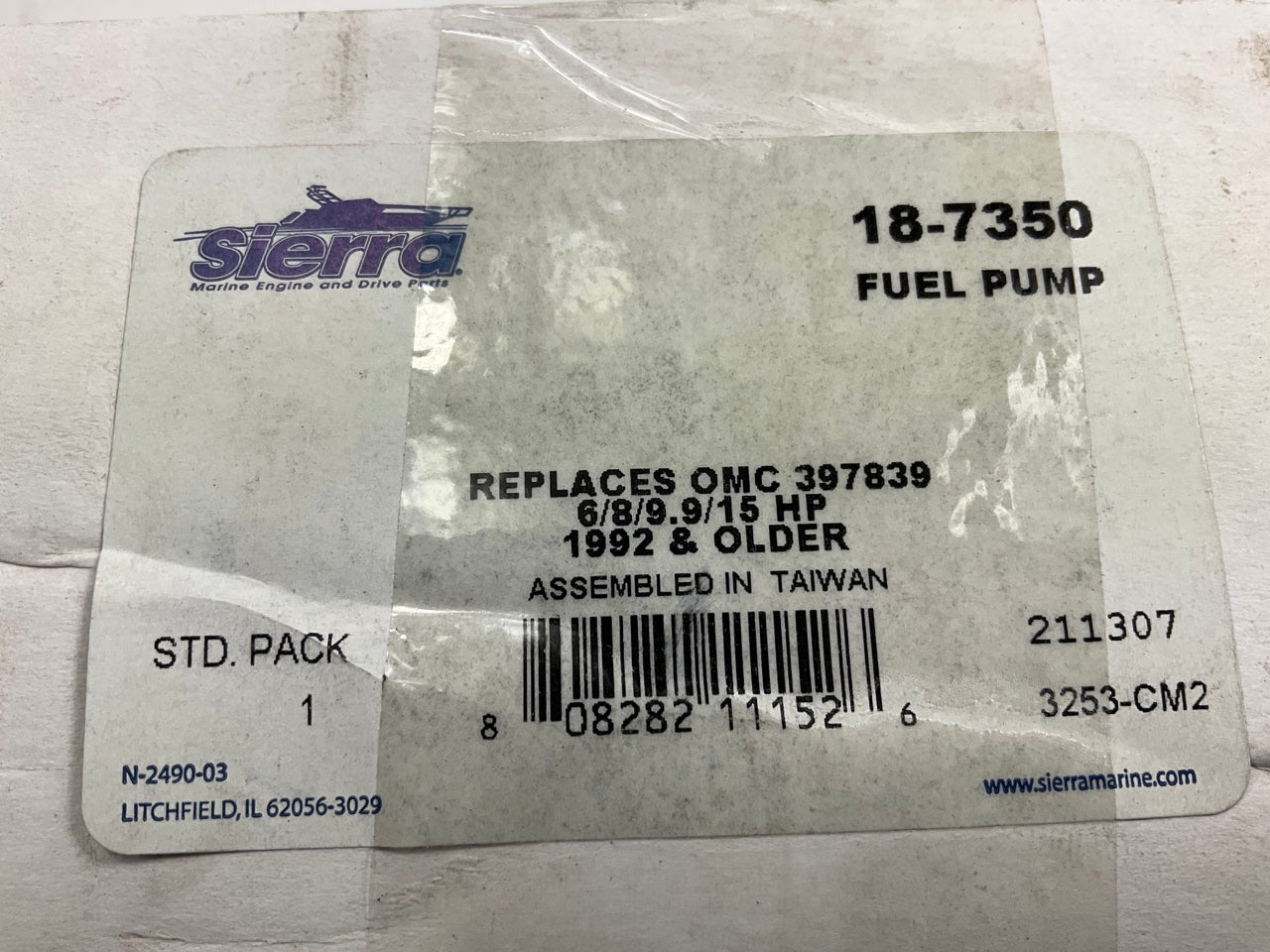 Sierra 18-7350 Marine Fuel Pump Johnson/Evinrude 397274, 397839, 391638, 395091