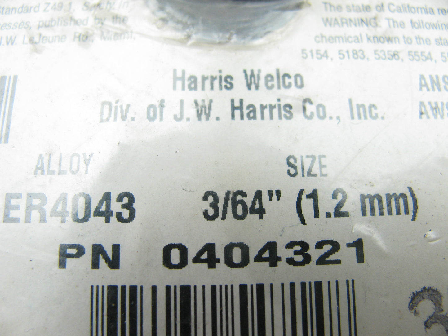 HARRIS 0404321 4043 Aluminum MIG Welding Wire, 3/64'' (1.2mm). 1 LB Spool