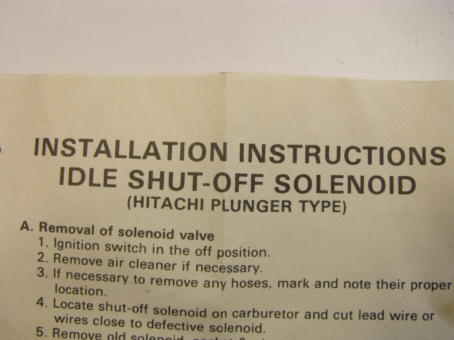 NEW - Out Of Box 132-127 Idle Fuel Shutoff Solenoid For Hitachi DCH340 2-BBL