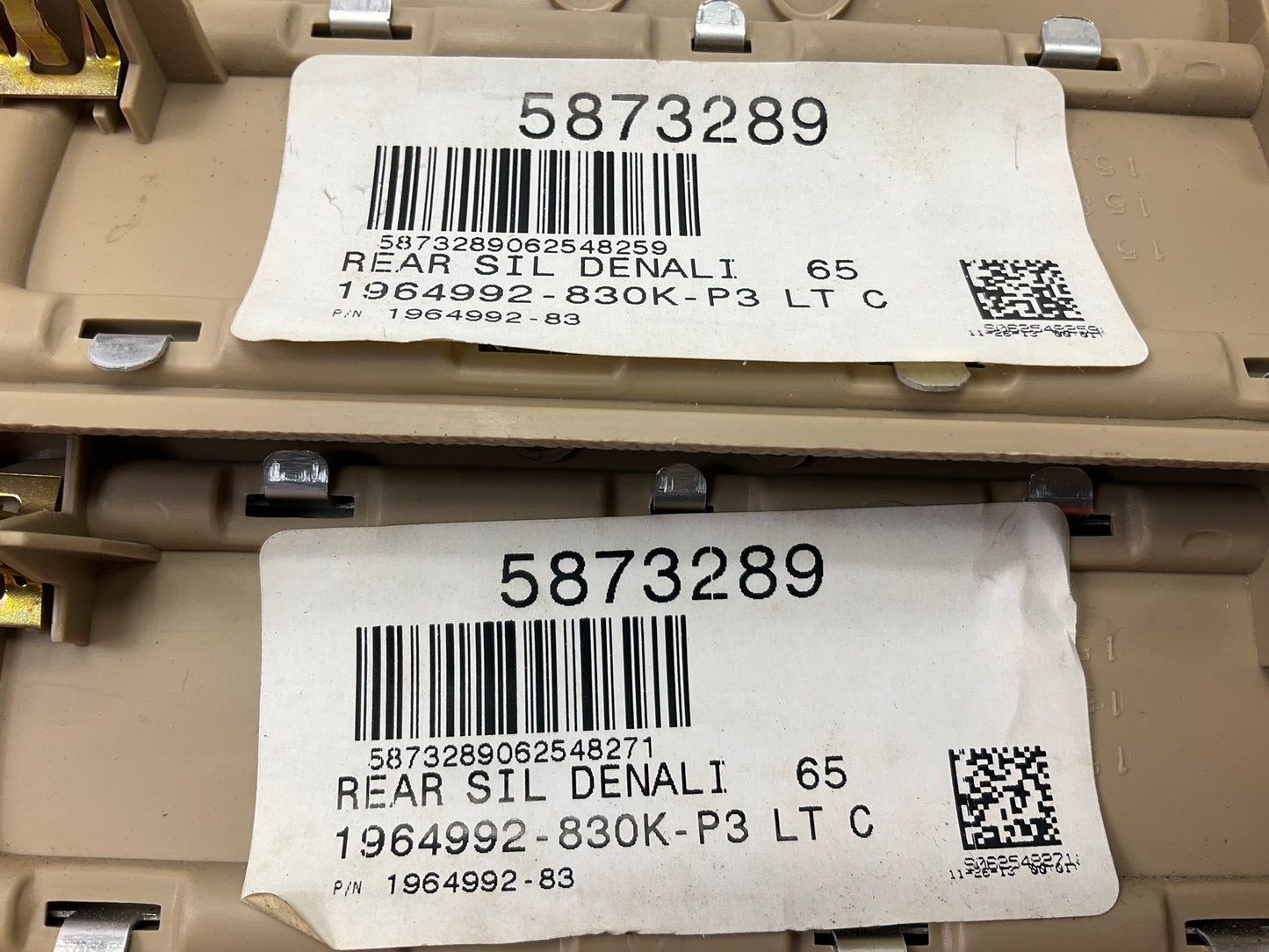 (2) NEW UNBOXED OEM GM Short Rear Door Sill Plates TAN - 2007-2014 Yukon Denali