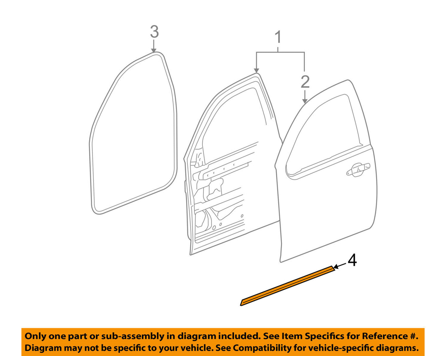 NEW OEM FOR GM Front Door-Lower Weatherstrip Weather Strip Seal Left 20835970