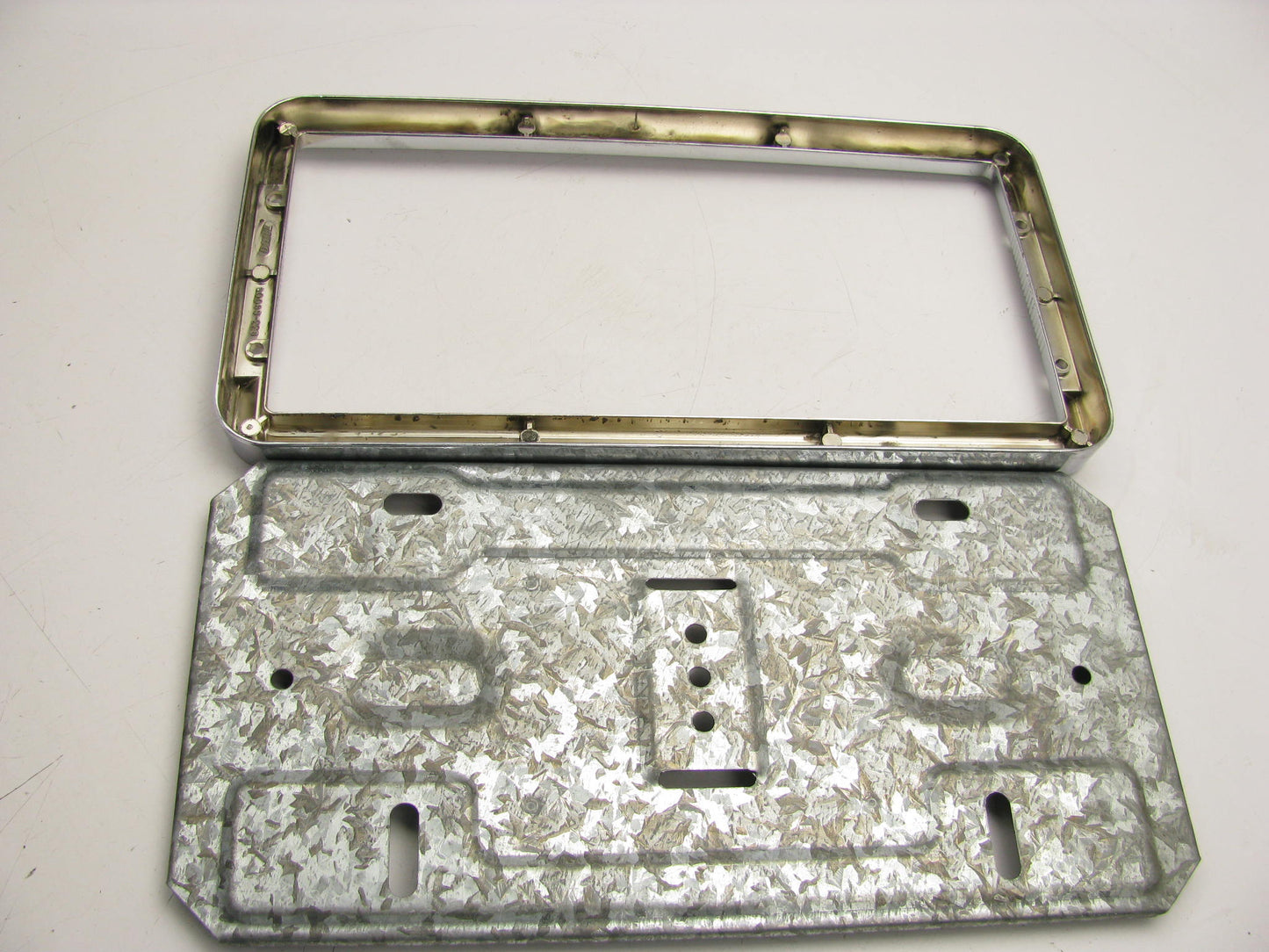 (x2) VINTAGE DIETZ Chrome-plated Steel License Plate Frame Holder Bracket
