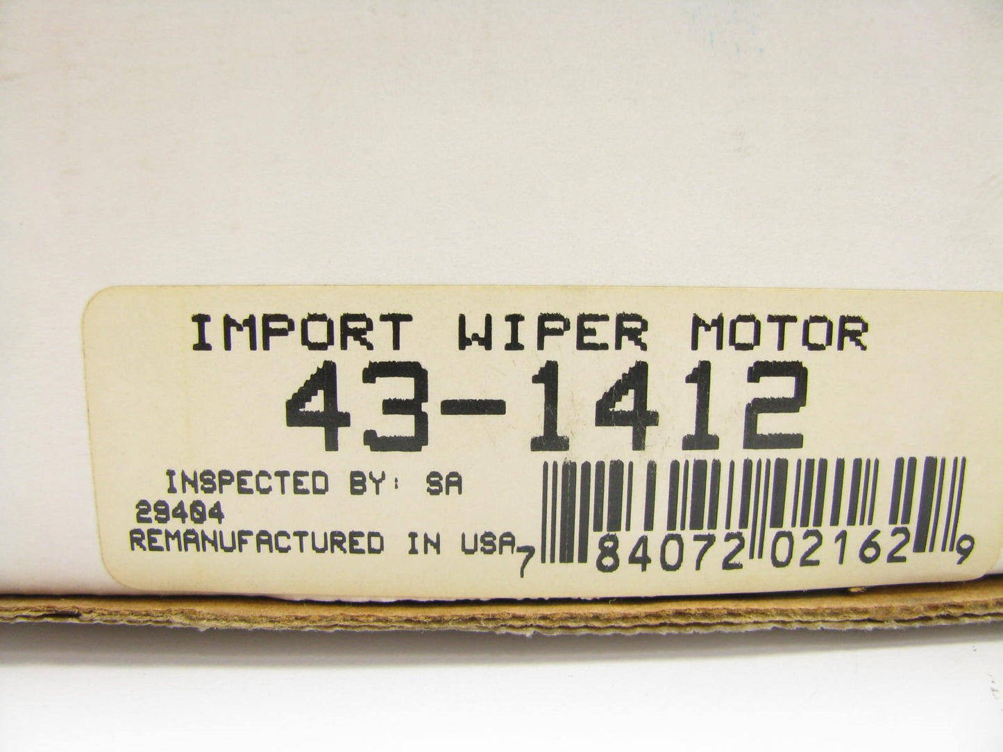 REMAN. 43-1412 Windshield Wiper Motor - 1983-1984 Honda Prelude