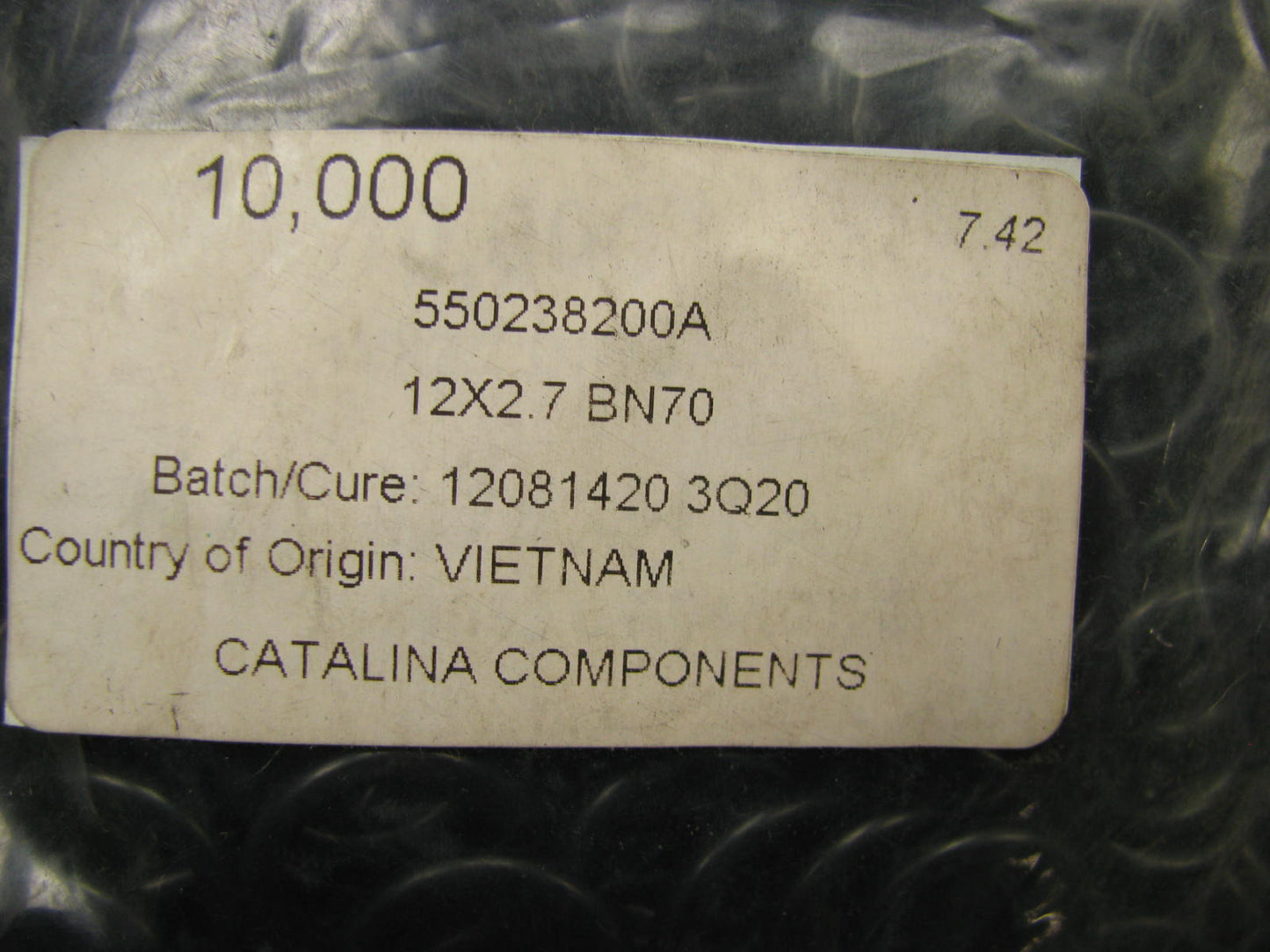 ( 10,000) O-Rings 12mm X 2.7mm BN70 - 70 Shore A - Black