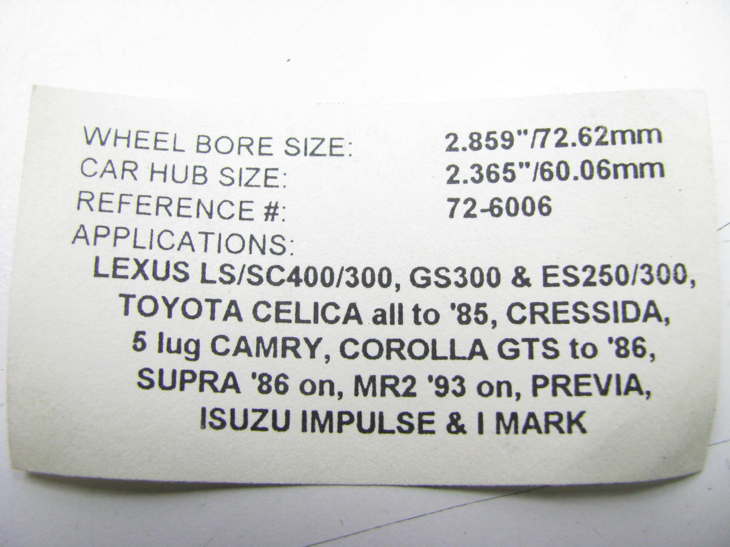 Black Polycarbonate Hub Centric Rings 72.6mm To 60.06mm - 4 Pack