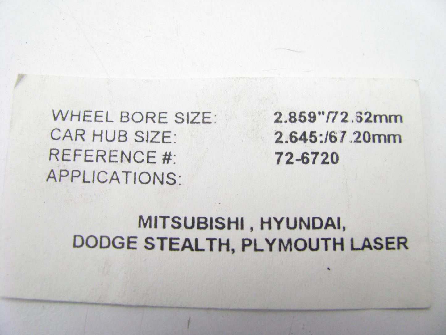 New Hub Centric Rings, Set Of 4, Wheel Hub = 72.62mm, Car Hub= 67.2mm