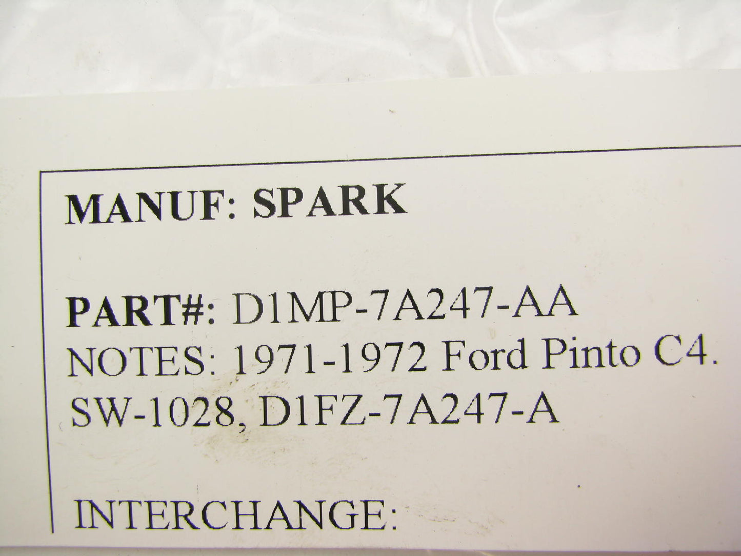 NEW OUT OF BOX OEM D1MP-7A247-AA 70-79 Ford Auto Trans C4 Neutral Safety Switch