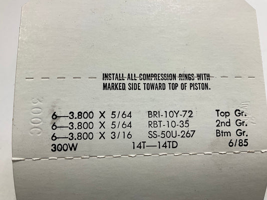 NEW - UNBOXED E369K-030 Engine Piston Rings .030'' 1975-1990 Buick 3.8L-V6