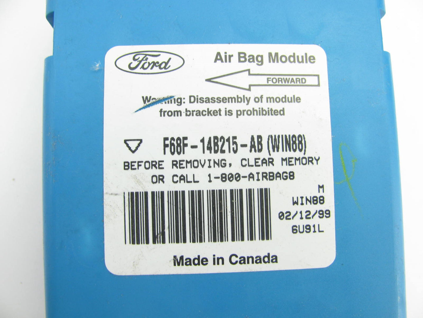 OEM 1996-1998 Ford Windstar Van SRS Control Module F68F-14B215-AB ECU