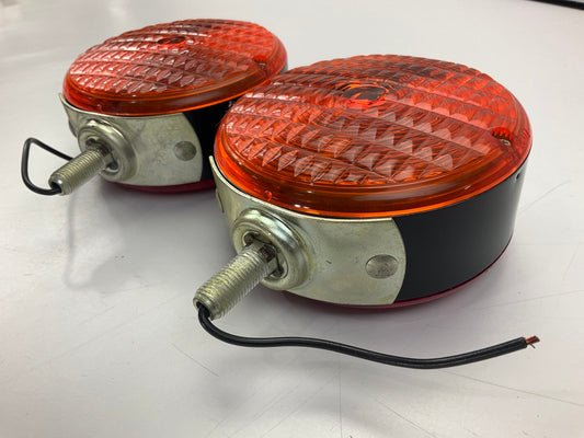 KD 753 Truck Bus Fender Turn Signal Directional Pedestal Mount Lights, Amber Red