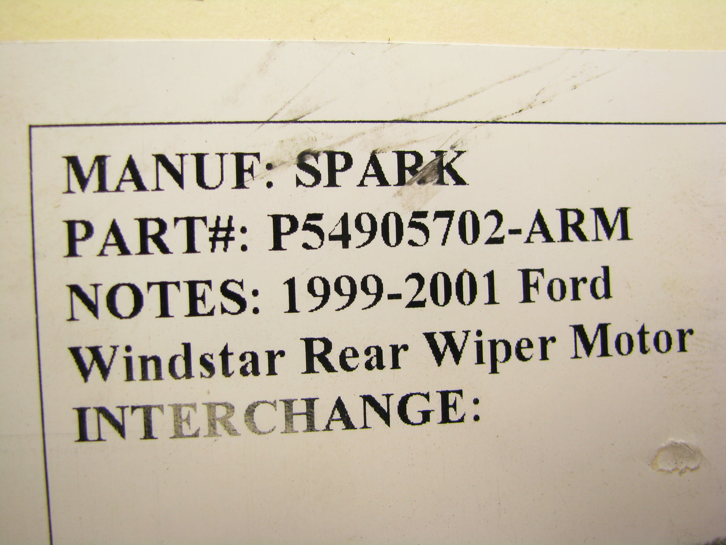 Reman - Out Of Box P54905702-ARM Rear Window Wiper Motor 1999-2001 Ford Windstar