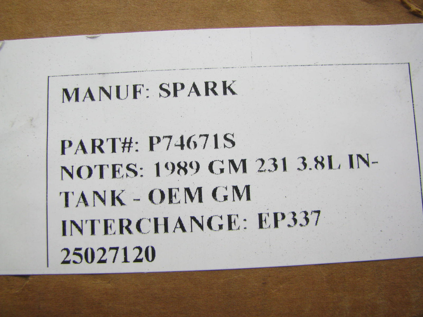 NEW OUT OF BOX OEM GM P74671S Electric Fuel Pump & Fuel Level Sender 89 LeSabre