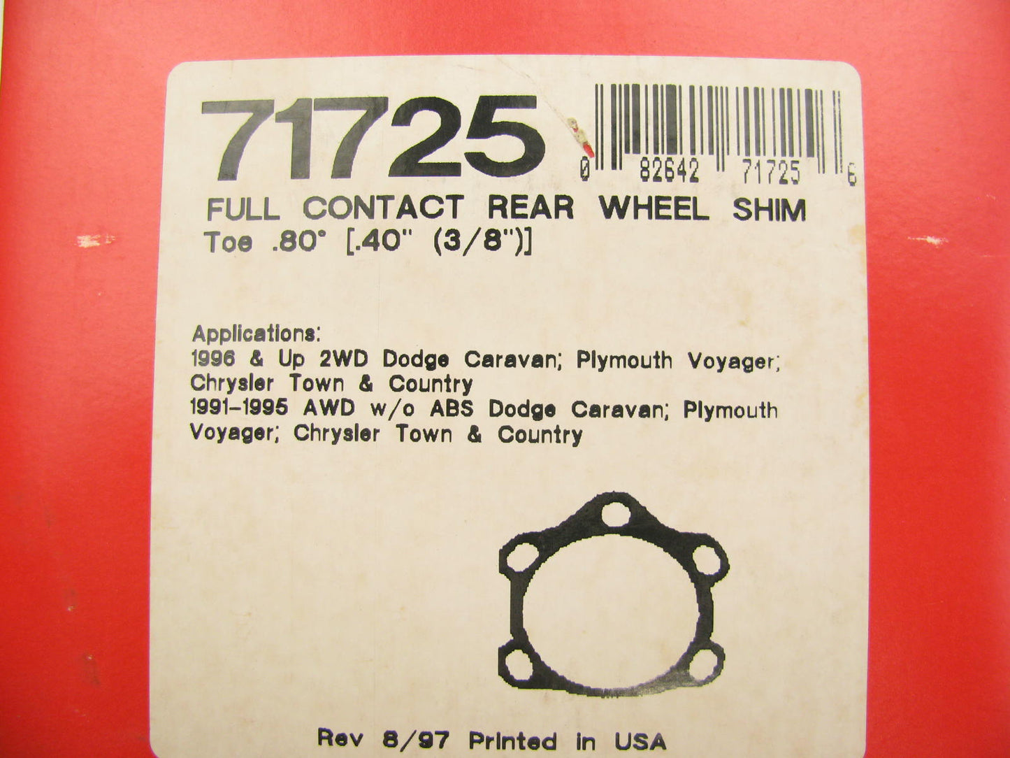 Specialty Products 71725 Rear Toe Adjustment Alignment Wheel Shim