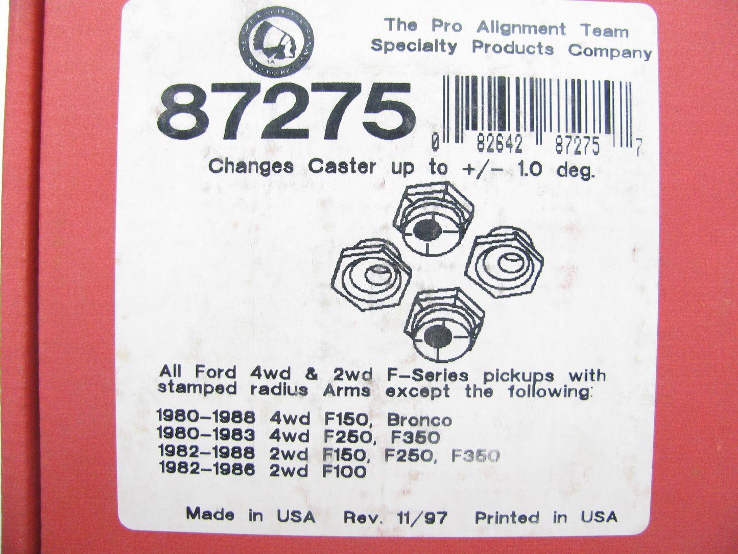 Specialty 87275 Front Alignment Caster/Camber Bushing Kit - 1 Degree 2WD