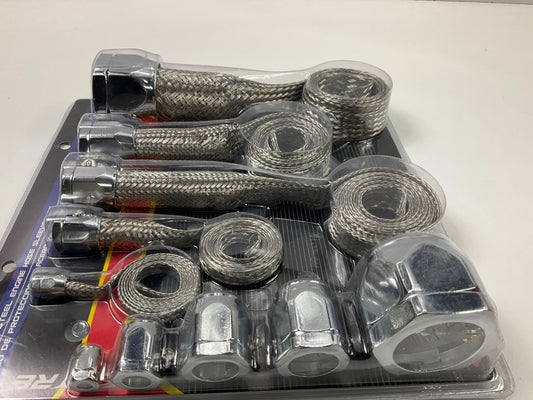 Spectre 7498 Chrome Magna-Braid Stainless Steel Hose Sleeving Sleeve & Clamp Kit