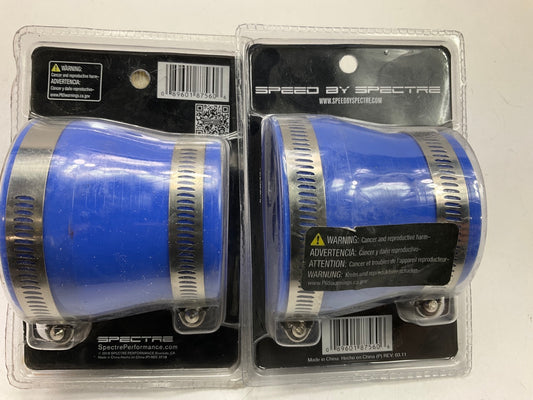 (2) Spectre 8756 BLUE Air Intake Hose Coupler - Connects 3'' To 2-1/2'' W/ Clamps