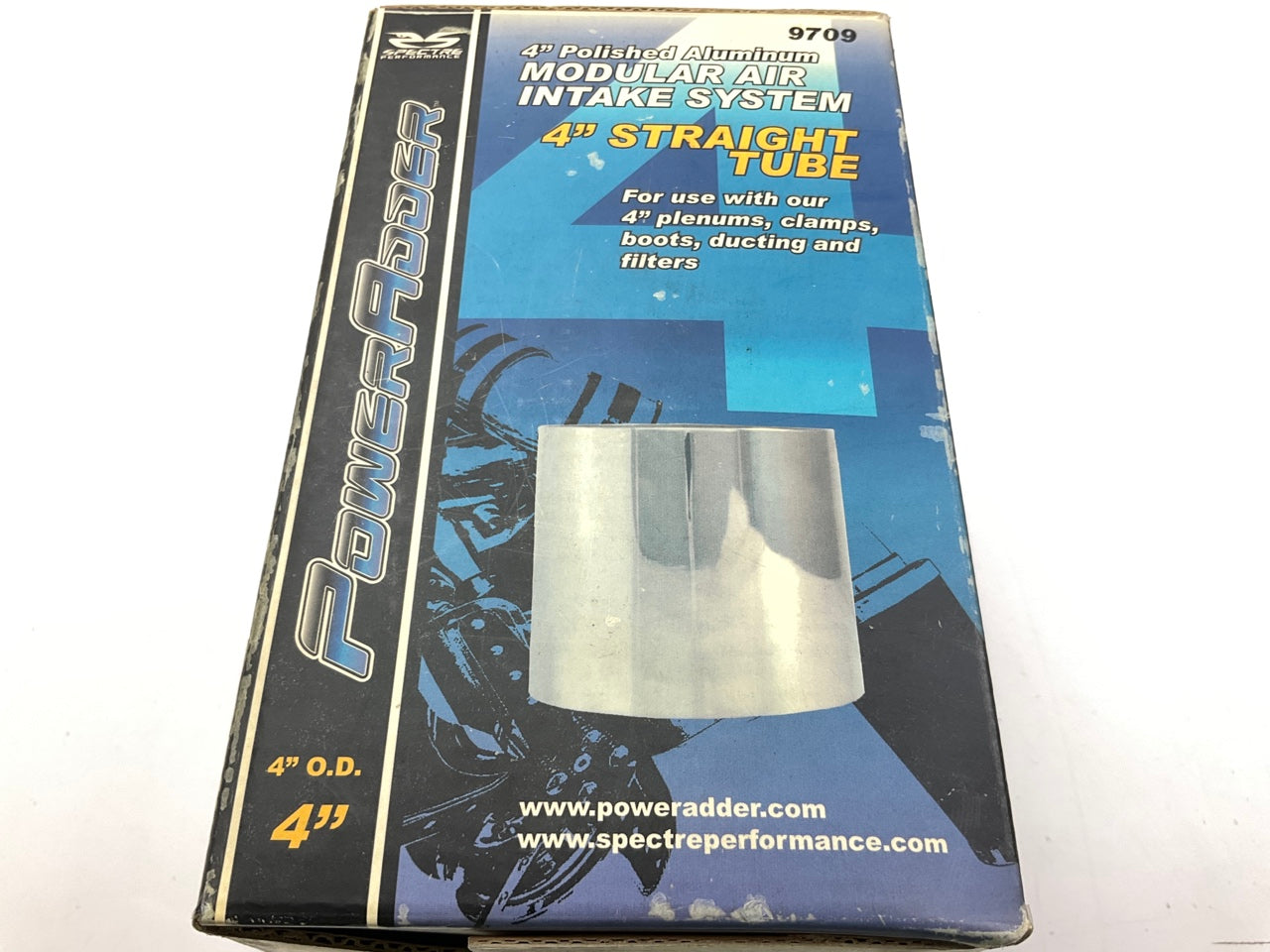 Spectre 9709 Universal Polished Aluminum Air Intake Tube - 4'' Long, 4'' OD