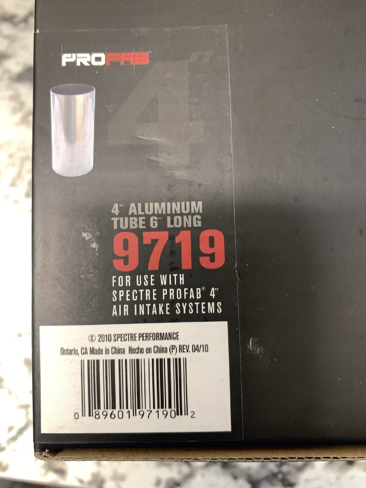 Spectre 9719 Universal Air Intake Aluminum Tube 4'' Diameter, 6'' Long