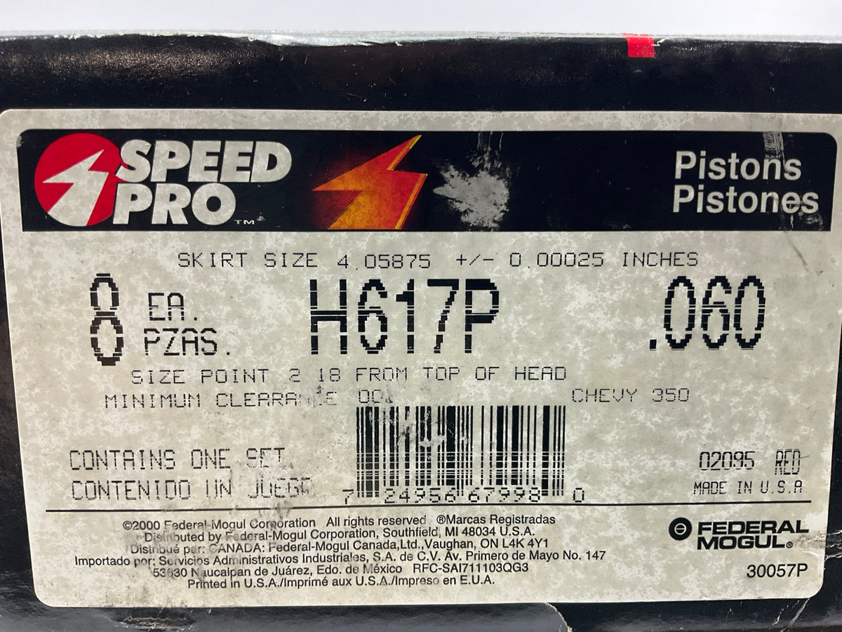SPEED PRO .060'' Hypereutectic 11.8cc Dome Pistons Set SBC Chevy SB 350 12:1 CR