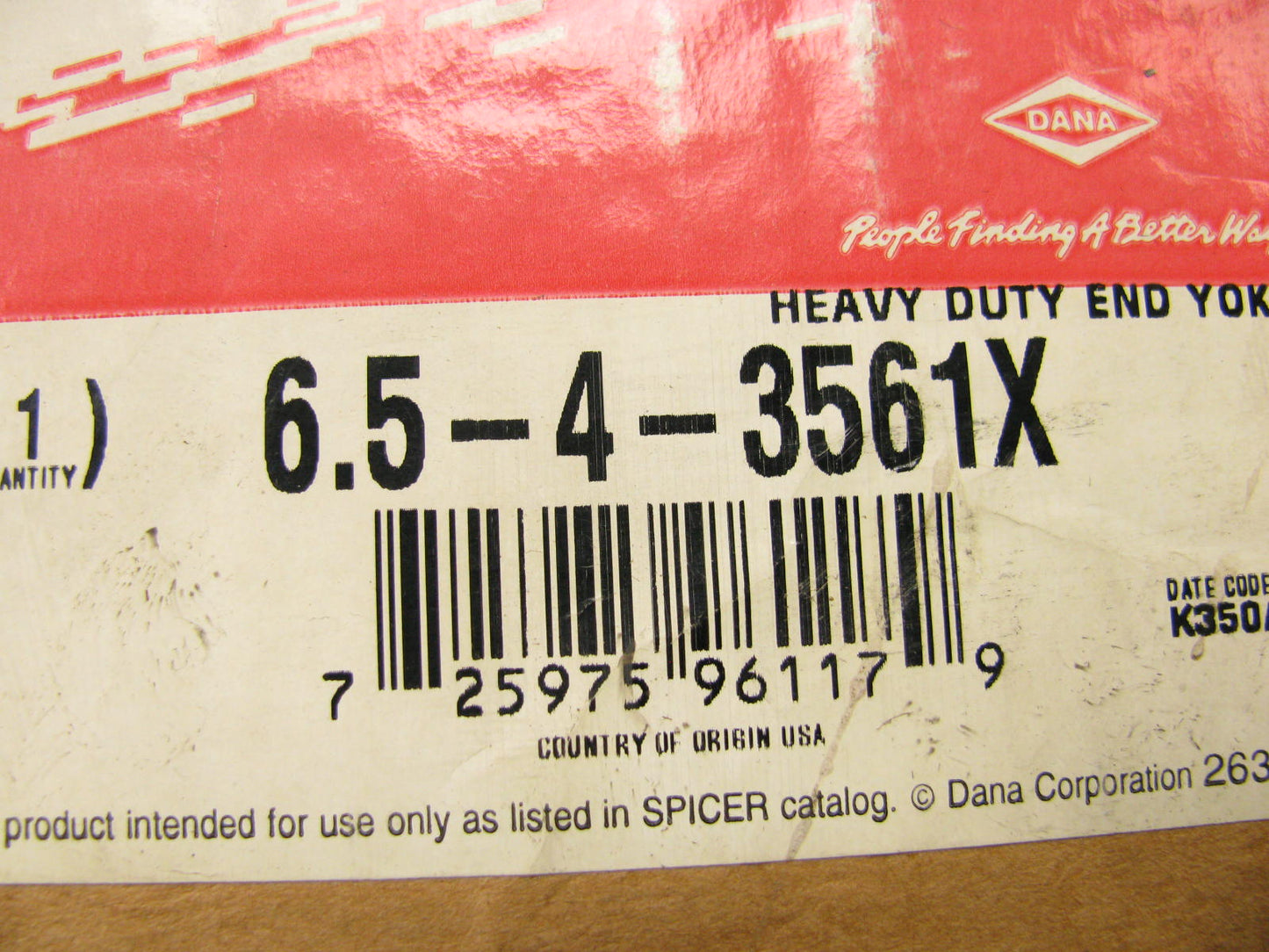 Spicer 6-5-4-3561X Splined Bore End Yoke 1810 Series 2.750''x10 Spline 3.750 Hub