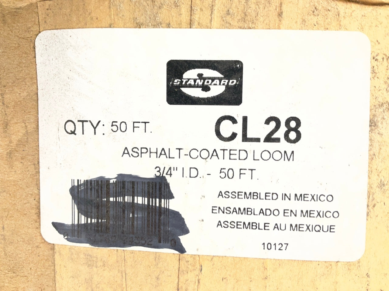 Standard CL28 Asphalt Coated Wire Loom, 3/4'' I.D - 50 Feet