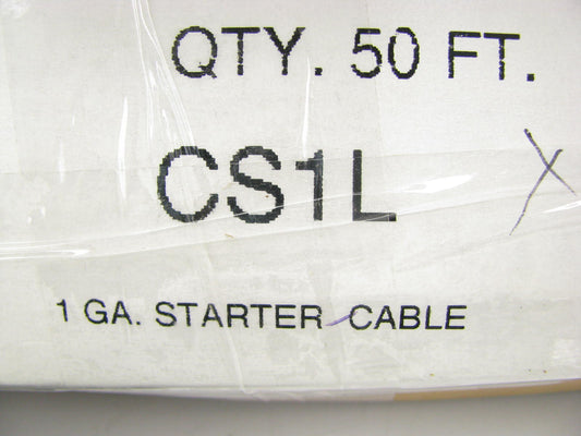 Standard CS1L Starter / Battery Cable - 1 Gauge 50' Feet - Black - 1 AWG