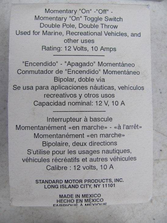Standard DS270 3 Position, 12 Volt Toggle Switch, 10 Amp