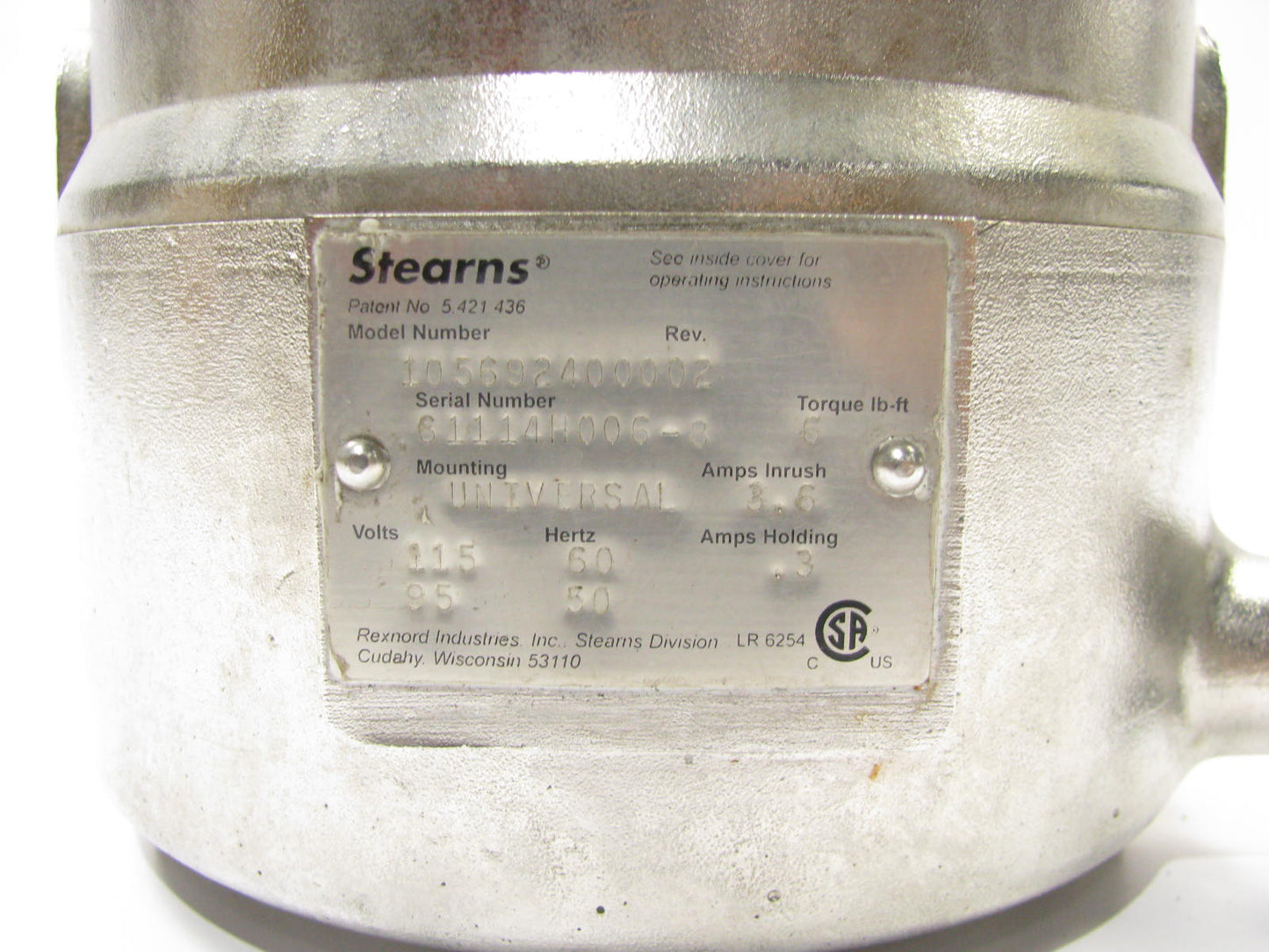 Stearns 105692400002 Solenoid Actuated Holding Brake