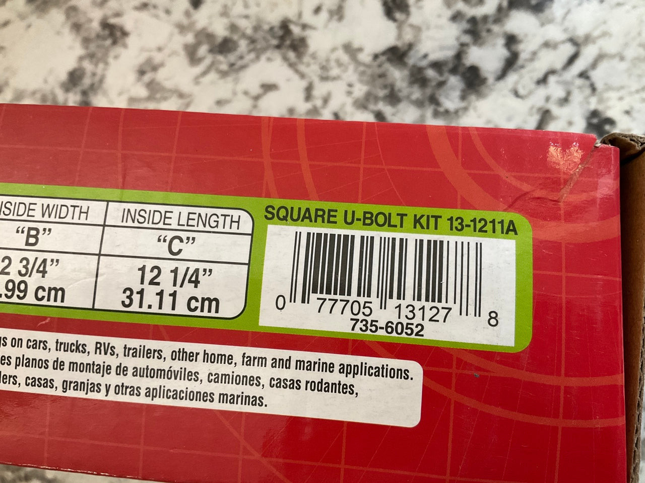 Superior 13-1211A Leaf Springs U-Bolt Kit 1/2'' X 2-3/4'' X 12-1/4''