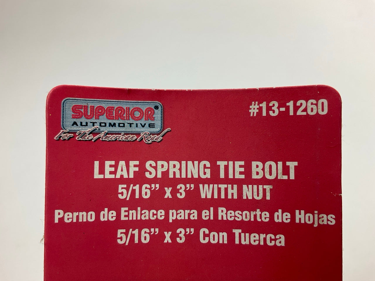 Superior 13-1260 Center Leaf Spring Tie Bolt W/ Nuts 5/16'' X 3''