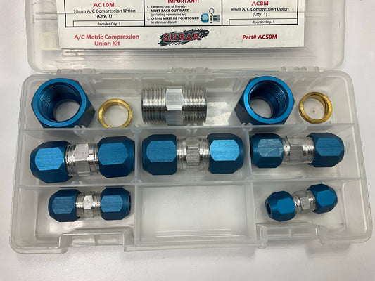 SUR&R AC90M Metric A/C Compression Union Splice Kit 8mm 10mm 12mm 15mm 16mm 19mm