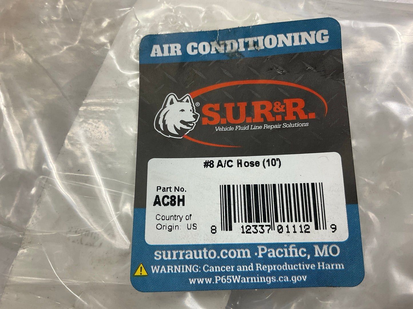 S.U.R. & R. AC8H #8 A/C Hose 10' Roll (10 Feet) 13/32'' 10mm Size