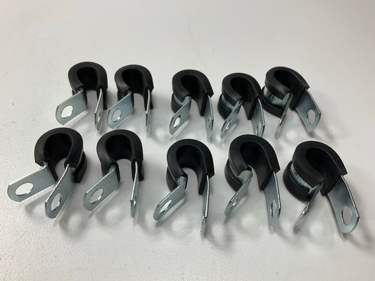 (10) SUR-R CL38 3/8'' SAE Silver Aluminum Padded Cable Clamps With Rubber Cushion