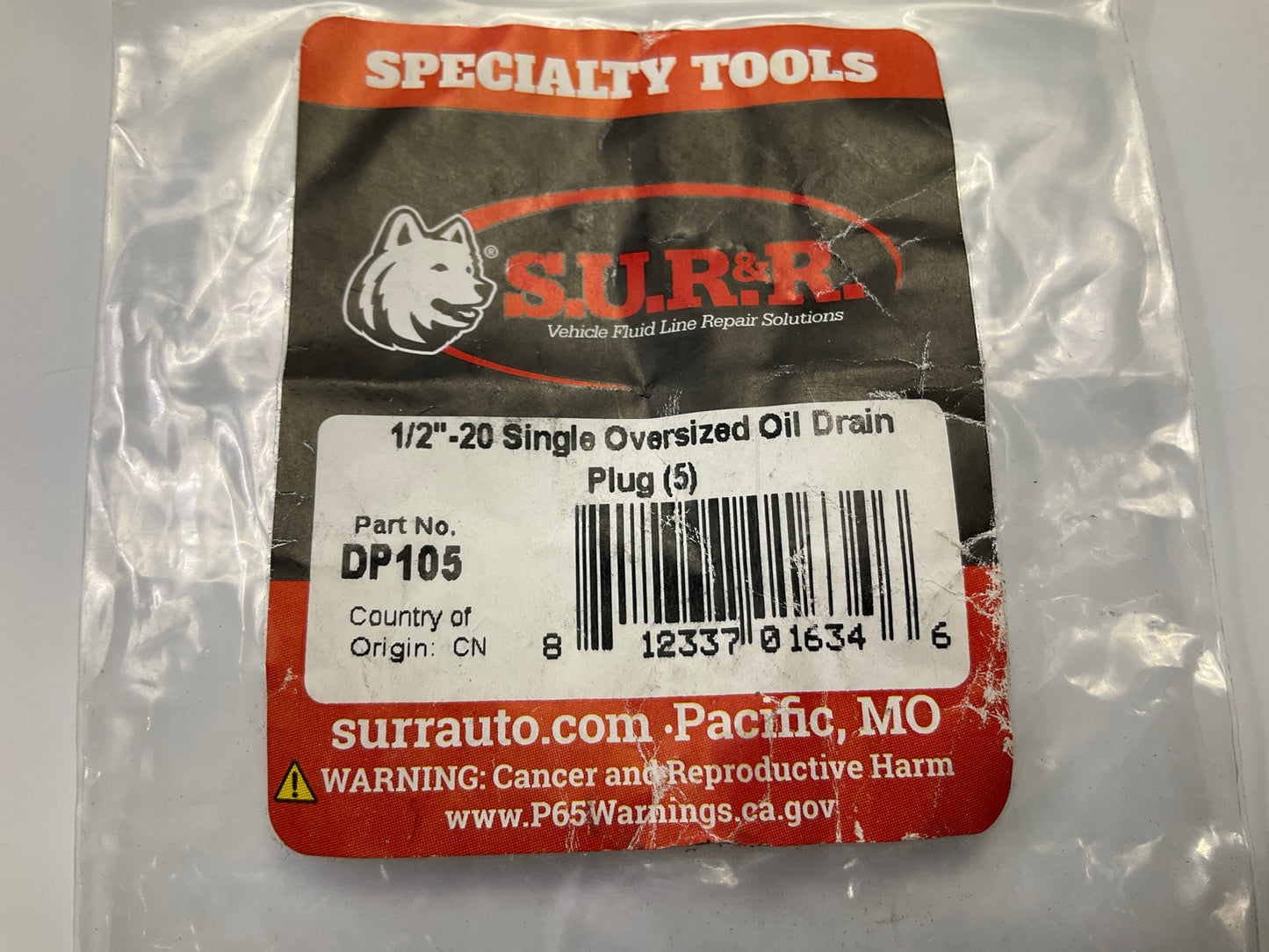SUR-R DP105 1/2''-20 Single Oversized Oil Drain, Pack Of (5)